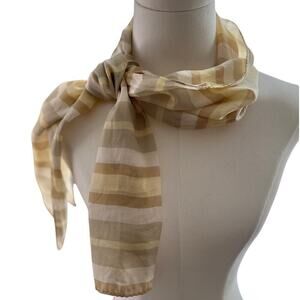 Liz Claiborne Anne Klein Women Scarves Beige Tan Pink Silk Classic Old Money‎